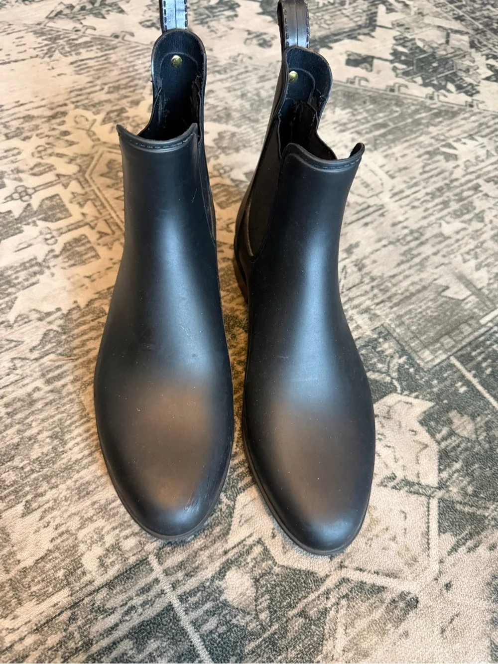 Sam Edelman Tinsley rain boots black Chelsea-style elastic side panels size 12